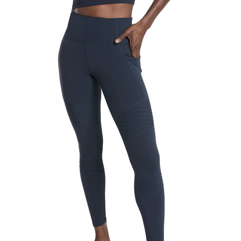 Athleta Navy Blue High-Rise Moto Leggings Size Large